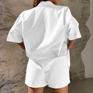 White Button up Shirt & shorts